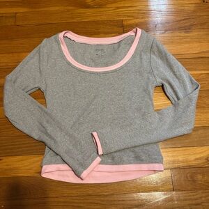 pacsun grey long sleeve with pink trim